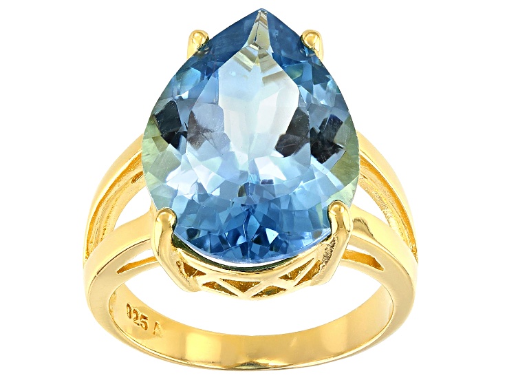 LAYERED RING 17号 Swiss Blue Topaz 18k Yellow Gold Over Silver 11.50ctw