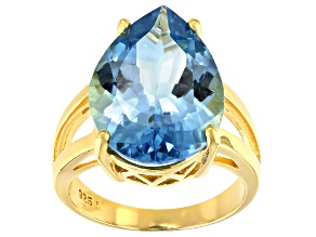 Swiss Blue Topaz 18k Yellow Gold Over Silver 11.50ctw