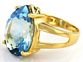 Swiss Blue Topaz 18k Yellow Gold Over Silver 11.50ctw