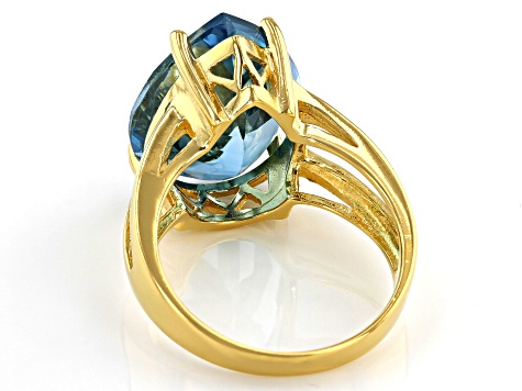 Swiss Blue Topaz 18k Yellow Gold Over Silver 11.50ctw