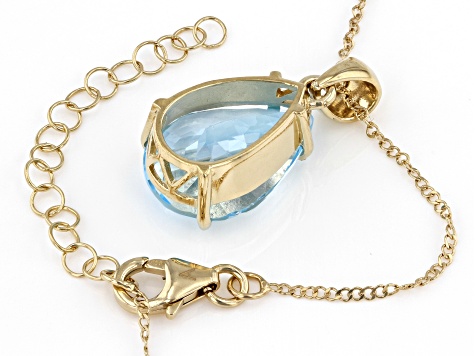 Swiss Blue Topaz 18k Yellow Gold Over Silver Pendant With Chain 11.50ctw