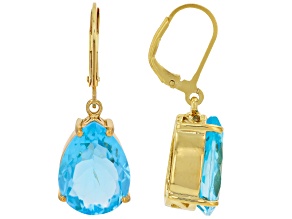 Swiss Blue Topaz 18k Yellow Gold Over Silver Earrings 19.80ctw
