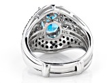 London Blue Topaz Rhodium Over Sterling Silver Ring Set of 2 4.39ctw