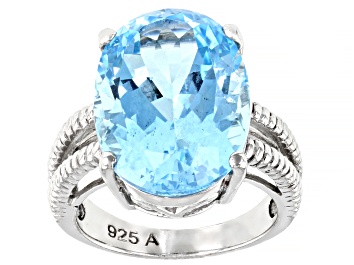 Picture of Sky Blue Topaz Rhodium Over Sterling Silver Ring 15.00ct