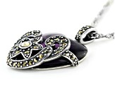 Purple Glass Sterling Silver Heart Pendant With Chain