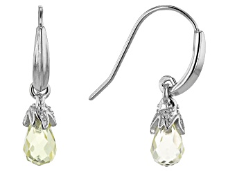 Lemon Quartz Rhodium Over Silver Earrings 0.30ctw