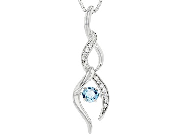 Picture of Swiss Blue Topaz Rhodium Over Sterling Silver Pendant 0.33ctw