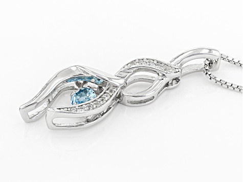 Swiss Blue Topaz Rhodium Over Sterling Silver Pendant 0.33ctw - DOK539 ...