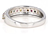 Multi Tourmaline Rhodium Over Sterling Silver Ring 0.35ctw