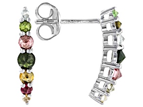 Multi Tourmaline Rhodium Over Sterling Silver Earrings 0.58ctw