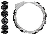 Black Spinel Rhodium Over Sterling Silver Hoop Earrings 2.67ctw
