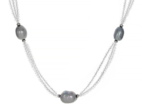 White Topaz Rhodium Over Sterling Silver Necklace 35.00ctw