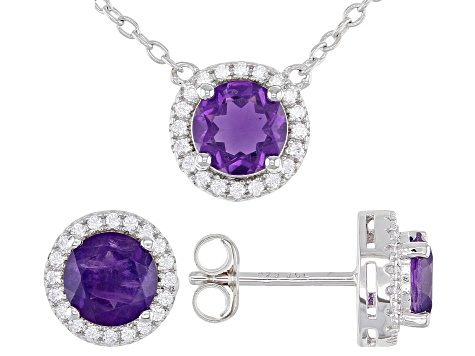 purple earrings and necklace set