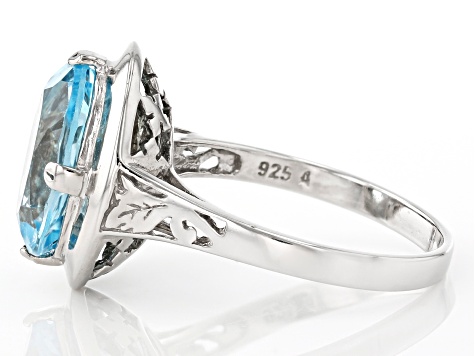 Sky Blue Glacier Topaz Rhodium Over Sterling Silver Ring 6.00ct
