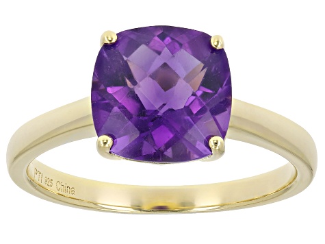 Purple African Amethyst 18k Yellow Gold Over Sterling Silver Ring 3.00ct