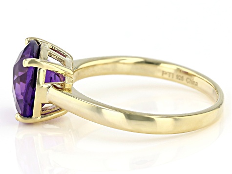 Purple African Amethyst 18k Yellow Gold Over Sterling Silver Ring 3.00ct