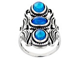 Paraiba Blue Color Opal Sterling Silver Statement Ring 1.50ctw