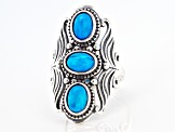 Paraiba Blue Color Opal Sterling Silver Statement Ring 1.50ctw