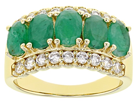 Green Emerald 18k Yellow Gold Over Sterling Silver Ring 2.20ctw