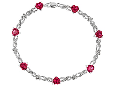 Lab Created Ruby Rhodium Over Silver Bracelet 6.87ctw