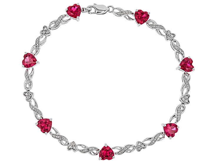 Lab Created Ruby Rhodium Over Silver Bracelet 6.87ctw