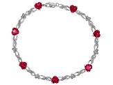 Lab Created Ruby Rhodium Over Silver Bracelet 6.87ctw