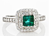 Green Lab Created Emerald Rhodium Over Silver Ring 1.05ctw