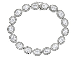 Lab Created White Sapphire Rhodium Over Sterling Silver Bracelet 15.25ctw