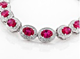 Red Lab Created Ruby Rhodium Over Sterling Silver Bracelet 12.50ctw