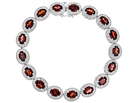 Garnet Rhodium Over Sterling Silver Bracelet 16.66ctw