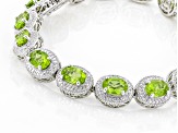 Peridot Rhodium Over Sterling Silver Bracelet 13.36ctw