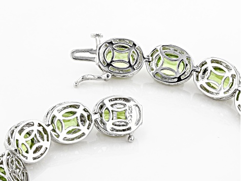 Peridot Rhodium Over Sterling Silver Bracelet 13.36ctw