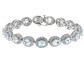 Sky Blue Topaz Rhodium Over Sterling Silver Bracelet 16.28ctw