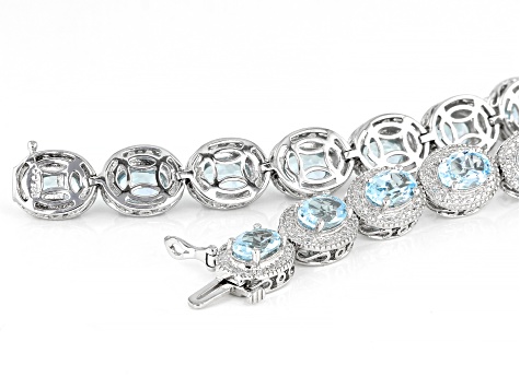 Sky Blue Topaz Rhodium Over Sterling Silver Bracelet 16.28