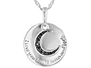 Black Spinel Rhodium Over Silver "I Love You To The Moon And Back" Pendant 0.12ctw