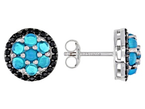 Paraiba Blue Color Opal Rhodium Over Sterling Silver Stud Earrings .25ctw