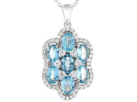 Blue Apatite Over Sterling Silver Pendant with 18" Chain 3.75ctw