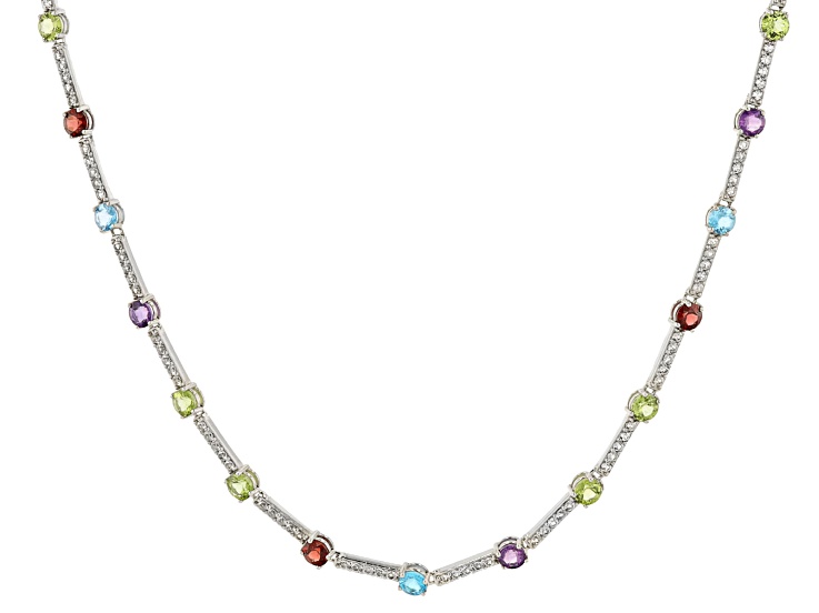 multi gemstone tennis necklace