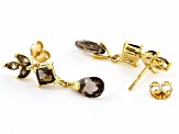 Smoky Quartz 14K Yellow Gold Over Sterling Silver Earrings 2.45ctw