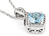 Sky Blue Topaz Rhodium Over Sterling Silver Pennant With Chain 3.03ctw