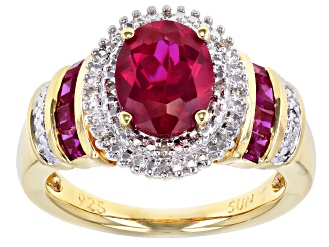 Red Lab Created Ruby 14k Yellow Gold Over Sterling Silver Ring 2.43ctw