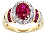 Red Lab Created Ruby 14k Yellow Gold Over Sterling Silver Ring 2.43ctw