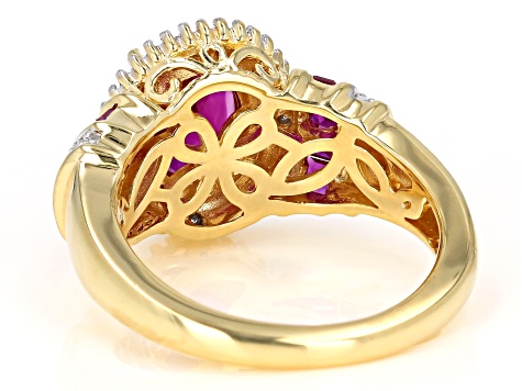 Red Lab Created Ruby 14k Yellow Gold Over Sterling Silver Ring 2.43ctw