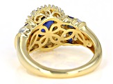 Blue Lab Created Sapphire 14k Yellow Gold Over Sterling Silver Ring 2.43ctw