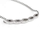 White Lab Created Sapphire Rhodium Over Sterling Silver Bolo Necklace 0.45ctw