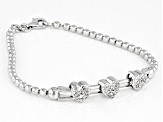 White Lab Created Sapphire Rhodium Over Sterling Silver Bracelet 0.33ctw