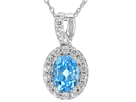 Swiss Blue Topaz Rhodium Over Sterling Silver Pendant With Chain 1.85ctw