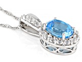 Swiss Blue Topaz Rhodium Over Sterling Silver Pendant With Chain 1.85ctw