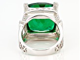 Emerald Color Quartz Doublet Sterling Silver Ring 10.75ctw