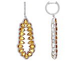 Yellow Citrine Rhodium Over Sterling Silver Earrings 10.75ctw